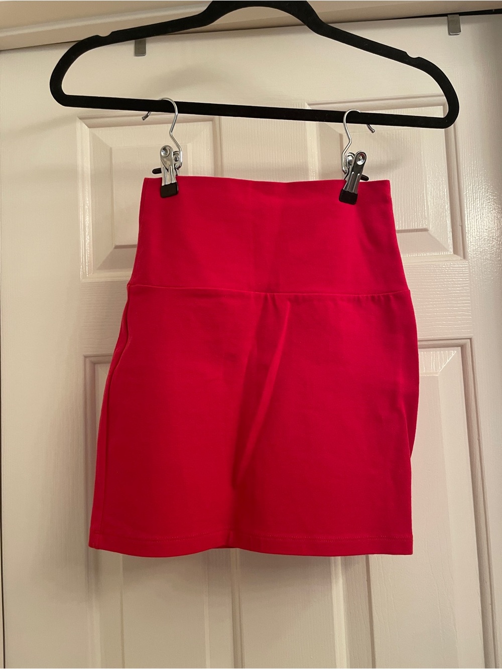 Bright Red High-Waist Mini Skirt Stretch Material